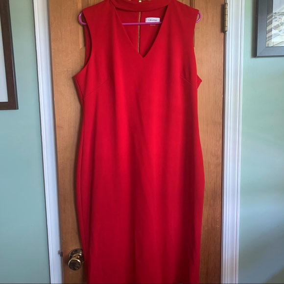 Calvin Klein Dresses & Skirts - Red Calvin Klein Cut Out Dress - Size 14 - Worn 1